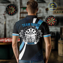 Load image into Gallery viewer, Funny Black And Blue 180 Darts Shirt For Men Custom Dartboard Jersey Team Polo &amp; Quarter Zip TDM5088