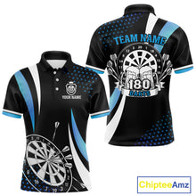Load image into Gallery viewer, Funny Black And Blue 180 Darts Shirt For Men Custom Dartboard Jersey Team Polo &amp; Quarter Zip TDM5088