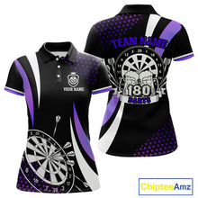 Load image into Gallery viewer, Funny Black And Purple 180 Darts Shirt For Women Custom Dartboard Jersey Team Polo &amp; Quarter Zip TDM5090