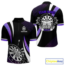 Load image into Gallery viewer, Funny Black And Purple 180 Darts Shirt For Men Custom Dartboard Jersey Team Polo &amp; Quarter Zip TDM5090