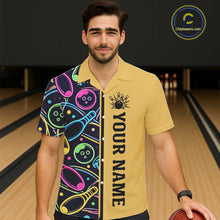 Load image into Gallery viewer, Personalized Funny Neon Bowling Hawaiian Shirt For Women Custom Retro Bowling Team Jersey |Yellow TDM6186