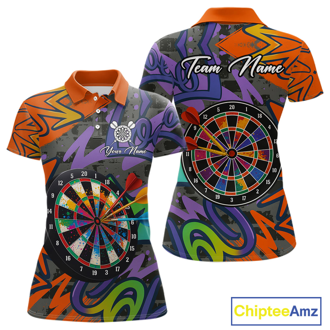 Funny Colorful Dartboard Graffiti Style Darts Shirt For Women Custom Darts Jersey, Darts Gifts TDM4901