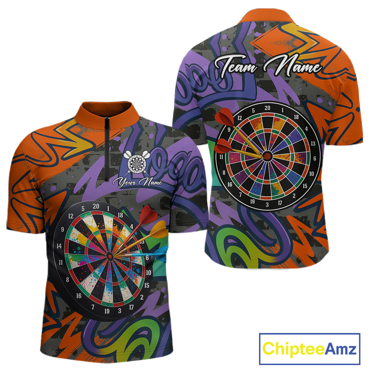 Funny Colorful Dartboard Graffiti Style Darts Shirt For Men Custom Darts Jersey, Darts Gifts TDM4901
