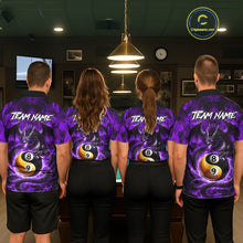 Load image into Gallery viewer, Purple 8 Ball &amp; 9 Ball Fire Yin And Yang Dragon Billiard Shirt For Women Custom Pool Team Jersey TDM5843