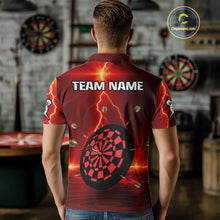 Load image into Gallery viewer, Personalized Dartboard Thunder Lightning Red Darts Shirt For Men Custom Glowing Darts Team Jersey TDM4919