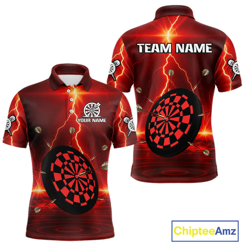 Personalized Dartboard Thunder Lightning Red Darts Shirt For Men Custom Glowing Darts Team Jersey TDM4919