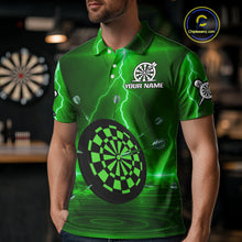 Load image into Gallery viewer, Personalized Dartboard Thunder Lightning Green Darts Shirt For Men Custom Glowing Darts Jersey TDM4921