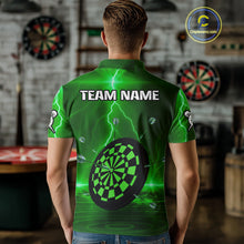 Load image into Gallery viewer, Personalized Dartboard Thunder Lightning Green Darts Shirt For Men Custom Glowing Darts Jersey TDM4921