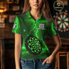 Load image into Gallery viewer, Personalized Dartboard Thunder Lightning Green Darts Shirt For Women Custom Glowing Darts Jersey TDM4921
