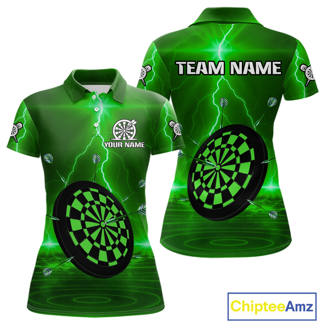 Personalized Dartboard Thunder Lightning Green Darts Shirt For Women Custom Glowing Darts Jersey TDM4921