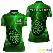 Load image into Gallery viewer, Personalized Dartboard Thunder Lightning Green Darts Shirt For Women Custom Glowing Darts Jersey TDM4921