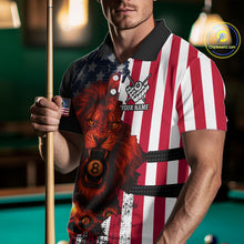 Load image into Gallery viewer, American Flag Lion 8 Ball Billiard Shirt For Men Custom Patriotic Pool Team Shirt Polo &amp; 1/4 Zip TDM5341