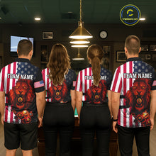 Load image into Gallery viewer, American Flag Lion 8 Ball Billiard Shirt For Women Custom Patriotic Pool Team Shirt Polo &amp; 1/4 Zip TDM5341