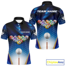 Load image into Gallery viewer, Blue Billiard Jersey For Men Custom 3D Billiard Tournament Shirt, Pool Team Jersey Polo &amp; 1/4 Zip TDM4930
