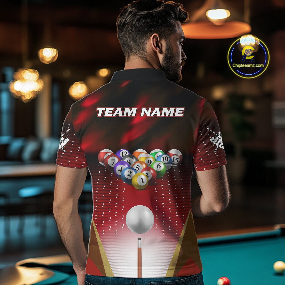 Red Billiard Jersey For Men Custom 3D Billiard Tournament Shirt, Pool Team Jersey Polo & 1/4 Zip TDM4931