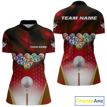 Load image into Gallery viewer, Red Billiard Jersey For Women Custom 3D Billiard Tournament Shirt, Pool Team Jersey Polo &amp; 1/4 Zip TDM4931