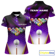 Load image into Gallery viewer, Purple Billiard Jersey For Women Custom Billiard Tournament Shirt, Pool Team Jersey Polo &amp; 1/4 Zip TDM4932
