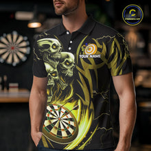 Load image into Gallery viewer, Personalized Skull &amp; Dragon Darts Shirt For Men Custom Lightning Dartboard Team Jersey |Yellow TDM5651