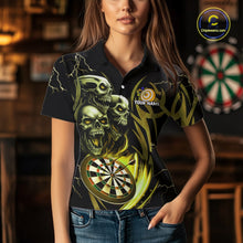 Load image into Gallery viewer, Personalized Skull &amp; Dragon Darts Shirt For Women Custom Lightning Dartboard Team Jersey |Yellow TDM5651