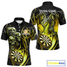 Load image into Gallery viewer, Personalized Skull &amp; Dragon Darts Shirt For Men Custom Lightning Dartboard Team Jersey |Yellow TDM5651