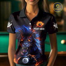 Load image into Gallery viewer, Personalized Billiard Fire Lion 8 Ball Pool Shirt For Women, Billiard Team Jersey Polo &amp; 1/4 Zip TDM5660