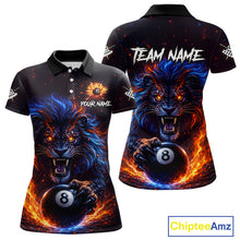 Load image into Gallery viewer, Personalized Billiard Fire Lion 8 Ball Pool Shirt For Women, Billiard Team Jersey Polo &amp; 1/4 Zip TDM5660