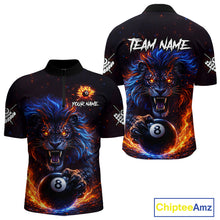 Load image into Gallery viewer, Personalized Billiard Fire Lion 8 Ball Pool Shirt For Men, Billiard Team Jersey Polo &amp; 1/4 Zip TDM5660