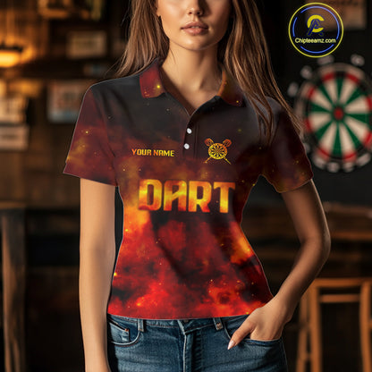 Persionalized Full Flames And Smokes Dart Shirts For Women, Dart Team Jerseys NYN0077