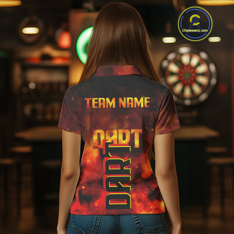 Persionalized Full Flames And Smokes Dart Shirts For Women, Dart Team Jerseys NYN0077