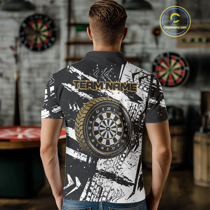 Custom Black And Yellow Wheel Dartboards Dart Shirts For Men Outfits Grunge Dart Jerseys NYN0079