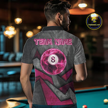 Load image into Gallery viewer, Ball Pool Billiard Polo &amp; 1/4-Zip Shirt For Men Custom Light Pink 8 Ball Billiard Team Attire NYN2385