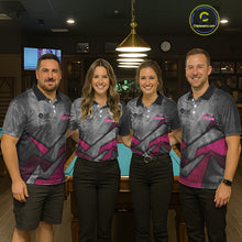 Load image into Gallery viewer, Ball Pool Billiard Polo &amp; 1/4-Zip Shirt For Men Custom Light Pink 8 Ball Billiard Team Attire NYN2385