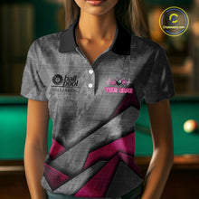 Load image into Gallery viewer, Ball Pool Billiard Polo &amp; 1/4-Zip Shirt For Women Custom Light Pink 8 Ball Billiard Team Attire NYN2385