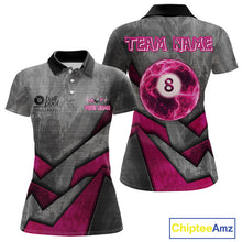 Load image into Gallery viewer, Ball Pool Billiard Polo &amp; 1/4-Zip Shirt For Women Custom Light Pink 8 Ball Billiard Team Attire NYN2385