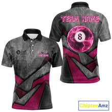 Load image into Gallery viewer, Ball Pool Billiard Polo &amp; 1/4-Zip Shirt For Men Custom Light Pink 8 Ball Billiard Team Attire NYN2385