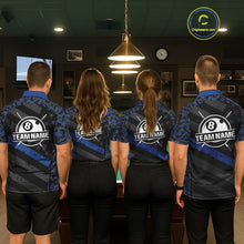 Load image into Gallery viewer, Black &amp; Blue Digital Camo 3D Ball Pool Men Billiard Shirt Custom 8 Ball Billiard Team Attire NYN2386