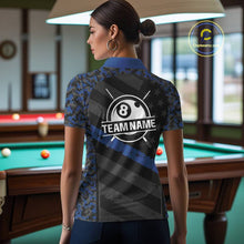 Load image into Gallery viewer, Black &amp; Blue Digital Camo 3D Ball Pool Women Billiard Shirt Custom 8 Ball Billiard Team Attire NYN2386