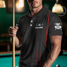 Load image into Gallery viewer, 3D Ball Pool Men Billiard Polo &amp; 1/4-Zip Shirt Custom Light 8 Ball Billiard Team Apparel|Red NYN2387