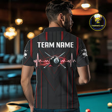 Load image into Gallery viewer, 3D Ball Pool Men Billiard Polo &amp; 1/4-Zip Shirt Custom Light 8 Ball Billiard Team Apparel|Red NYN2387