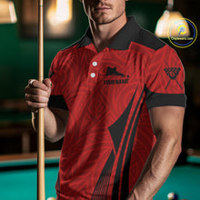 Load image into Gallery viewer, Red Tribal Ball Pool Men Billiard Polo &amp; 1/4-Zip Attire Custom 8 Ball Billiard Team Shirt NYN2388