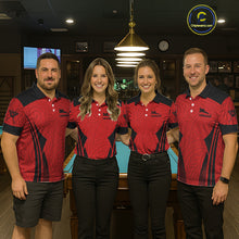 Load image into Gallery viewer, Red Tribal Ball Pool Men Billiard Polo &amp; 1/4-Zip Attire Custom 8 Ball Billiard Team Shirt NYN2388