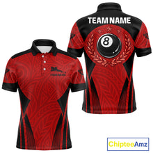 Load image into Gallery viewer, Red Tribal Ball Pool Men Billiard Polo &amp; 1/4-Zip Attire Custom 8 Ball Billiard Team Shirt NYN2388