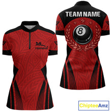 Load image into Gallery viewer, Red Tribal Ball Pool Women Billiard Polo &amp; 1/4-Zip Attire Custom 8 Ball Billiard Team Shirt NYN2388