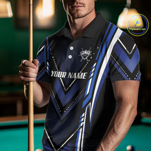 Load image into Gallery viewer, Black &amp; Blue Crown 8 Ball Pool Men Billiard Polo &amp; 1/4-Zip Shirt Personalized Billiard Gifts NYN2390