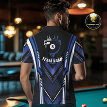 Load image into Gallery viewer, Black &amp; Blue Crown 8 Ball Pool Men Billiard Polo &amp; 1/4-Zip Shirt Personalized Billiard Gifts NYN2390