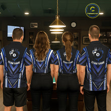Load image into Gallery viewer, Black &amp; Blue Crown 8 Ball Pool Men Billiard Polo &amp; 1/4-Zip Shirt Personalized Billiard Gifts NYN2390
