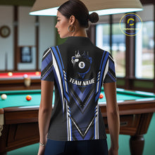 Load image into Gallery viewer, Black &amp; Blue Crown 8 Ball Pool Women Billiard Polo &amp; 1/4-Zip Shirt Personalized Billiard Gifts NYN2390