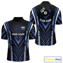 Load image into Gallery viewer, Black &amp; Blue Crown 8 Ball Pool Men Billiard Polo &amp; 1/4-Zip Shirt Personalized Billiard Gifts NYN2390