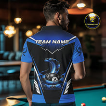 Load image into Gallery viewer, Cobra Balls Billiard Polo &amp; 1/4-Zip Shirt For Men Custom 8 Ball Pool Billiard Attire|Blue NYN2393