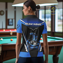 Load image into Gallery viewer, Cobra Balls Billiard Polo &amp; 1/4-Zip Shirt For Women  Custom 8 Ball Pool Billiard Attire|Blue NYN2393